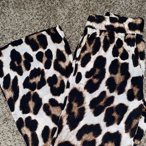 H&M stretchy animal print ribbed flare pants with thick waistband size small